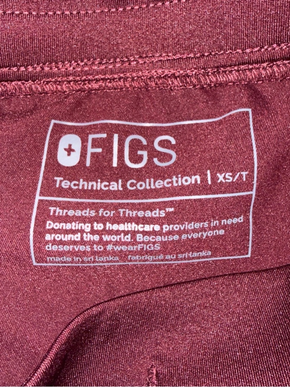 FIGS Yola High Waisted Scrub Pants Burgundy XS Tall - Picture 5 of 6